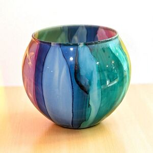 Multicolor Hand Blown Vidi Glass Bowl. Made In Italy